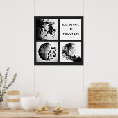 Black and White Tree and Leaf Set - origineel post Poster (Keuken)