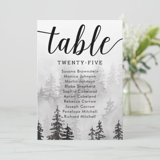 Black and White Trees Kaart voor gasten (Staand voorkant)