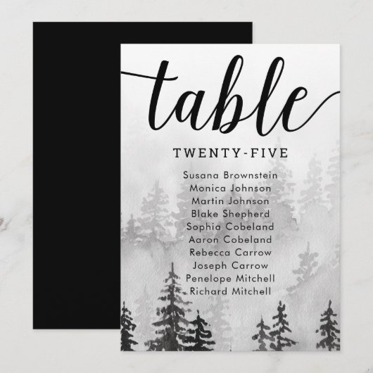 Black and White Trees Kaart voor gasten (Voorkant / Achterkant)