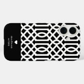 Black and White Trellis Heart Monogram Case-Mate iPhone Case (Achterkant (horizontaal))