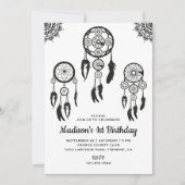 Black and White Tribal Boho Dream Catcher Verjaard Kaart (Voorkant)
