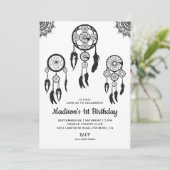 Black and White Tribal Boho Dream Catcher Verjaard Kaart (Staand voorkant)