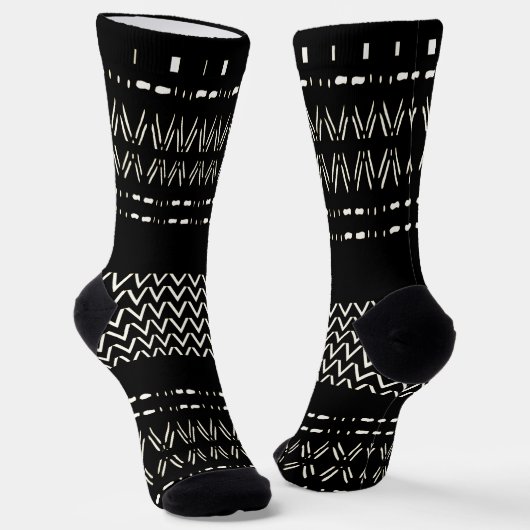 Black And White Tribal Print Crew Socks Sokken (Gebogen)