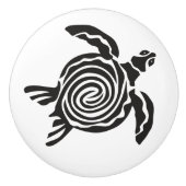 Black and White Tribal Turtle Art Keramische Knop (Voorkant)