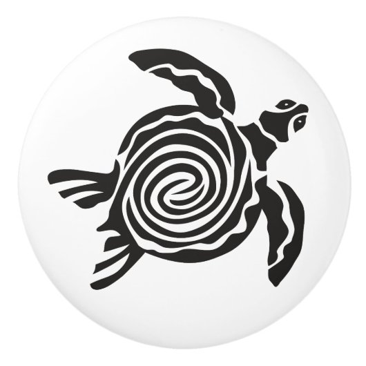 Black and White Tribal Turtle Art Keramische Knop (Voorkant)