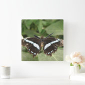 Black and White Tropical Butterfly Wall Clock Vierkante Klok (Huis)