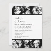 Black and White Tropical Palm Engagement Party Kaart (Voorkant)