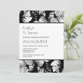 Black and White Tropical Palm Engagement Party Kaart (Staand voorkant)