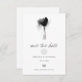 Black and White Tulip Flower Heart Wedding Save The Date (Voorkant / Achterkant)
