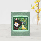 Black and white Tuxedo Cat Chick Happy Pasen Kaart (Gele Bloem)