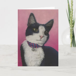 Black and White Tuxedo Cat Greeting Card Kaart