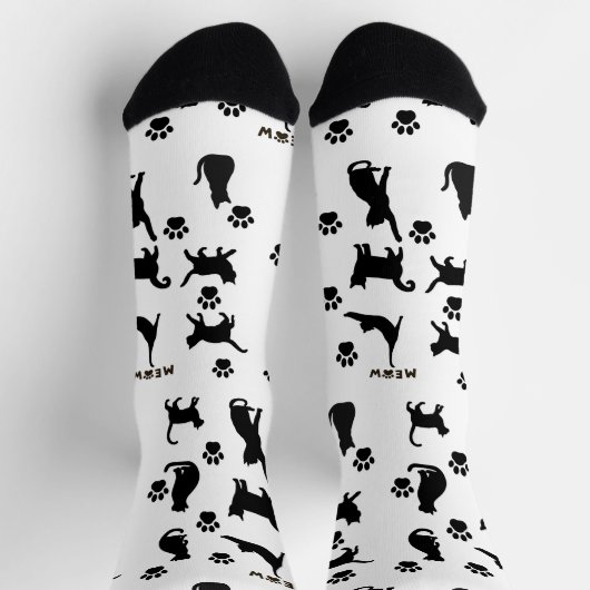 Black and White Tuxedo Cat Patterned Socks Gift Sokken (Top)