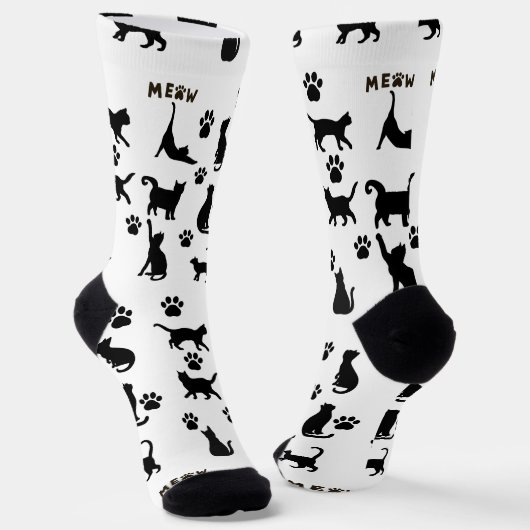 Black and White Tuxedo Cat Patterned Socks Gift Sokken (Gebogen)