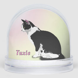 Black and White Tuxedo Cat Personalized Sneeuwbol