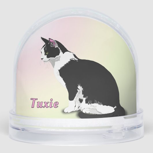 Black and White Tuxedo Cat Personalized Sneeuwbol (Achterkant)
