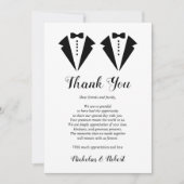 Black and white tuxedo two grooms gay wedding bedankkaart (Voorkant)
