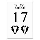 Black and white tuxedo two grooms gay wedding kaart (Achterkant)