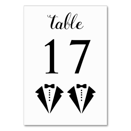 Black and white tuxedo two grooms gay wedding kaart (Voorkant)