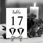 Black and white tuxedo two grooms gay wedding kaart
