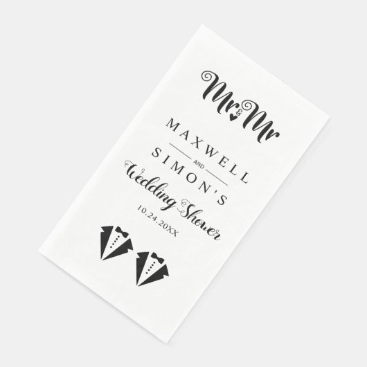 Black and white tuxedo two grooms gay wedding servet (Hoek)