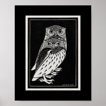 Black and White Two owls van Julie de Graag