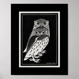 Black and White Two owls van Julie de Graag Poster