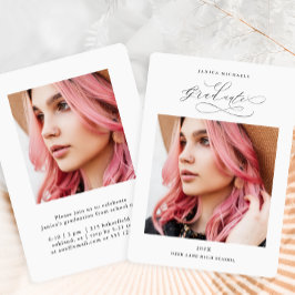 Black and White Two Photo Graduparty Kaart