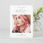 Black and White Two Photo Graduparty Kaart (Staand voorkant)