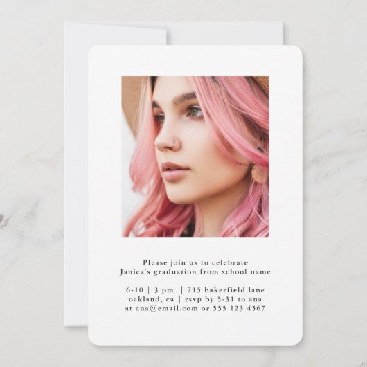 Black and White Two Photo Graduparty Kaart (Achterkant)