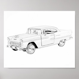 Black and White Two Tone 1955 Chevy Bel Air Poster