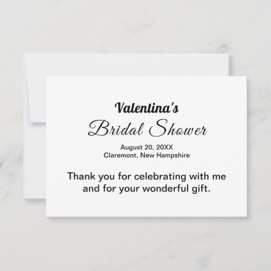 Black and White Typography Bridal Shower Bedankkaart (Voorkant)