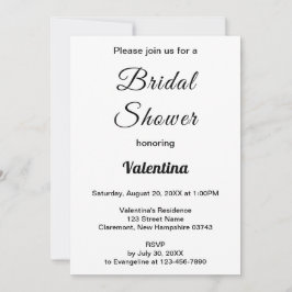 Black and White Typography Bridal Shower Kaart
