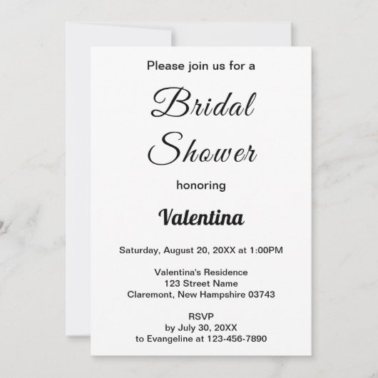 Black and White Typography Bridal Shower Kaart (Voorkant)