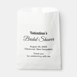 Black and White Typography Bridal Shower Paper Bag Bedankzakje