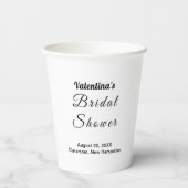 Black and White Typography Bridal Shower Paper Cup Papieren Bekers (Achterkant)