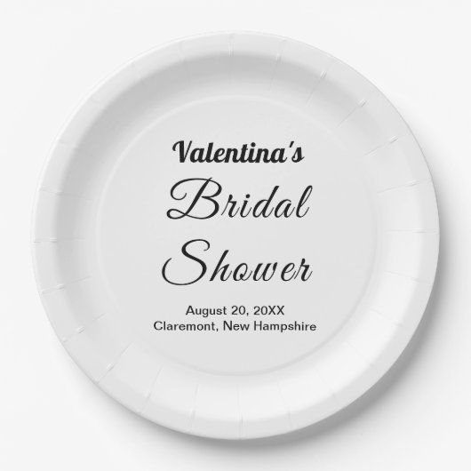 Black and White Typography Bridal Shower Papieren Bordje (Voorkant)