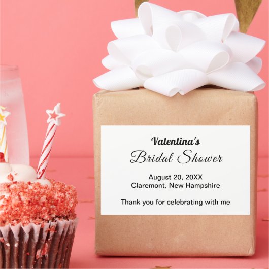 Black and White Typography Bridal Shower Rechthoekige Sticker (Feest)
