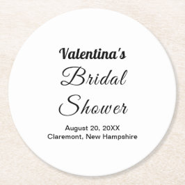Black and White Typography Bridal Shower Ronde Kartonnen Onderzetter
