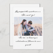 Black and White Typography Photo Engagement Party Kaart (Voorkant / Achterkant)