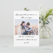 Black and White Typography Photo Engagement Party Kaart (Staand voorkant)