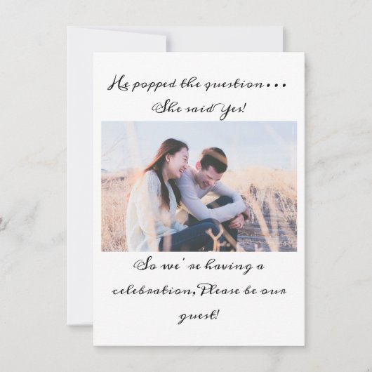 Black and White Typography Photo Engagement Party Kaart (Voorkant)