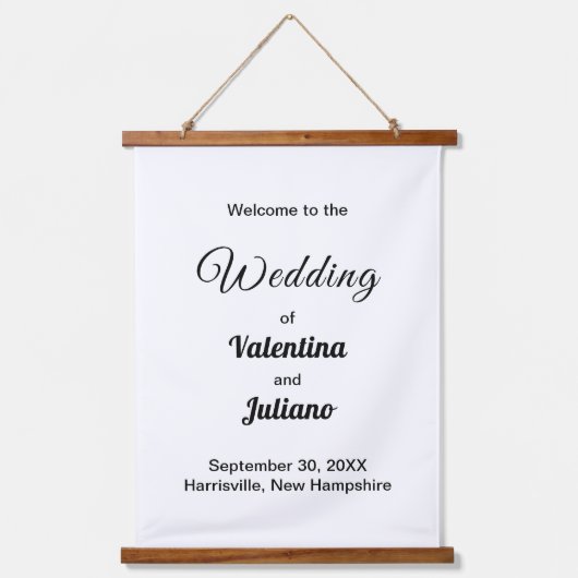 Black and White Typography Wedding Hangend Wandkleed (Voorkant)