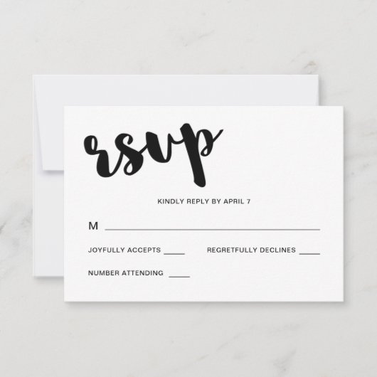 Black and White Typography Wedding Rsvp Response (Voorkant)