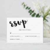 Black and White Typography Wedding Rsvp Response Kaartje (Staand voorkant)