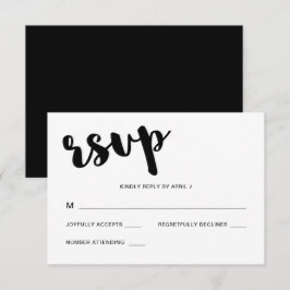 Black and White Typography Wedding Rsvp Response Kaartje