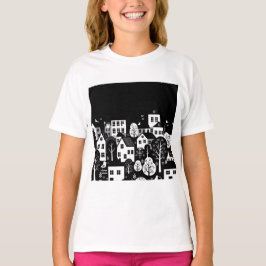 Black and white urban illustration t-shirt
