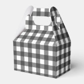 Black and White Vichy Print Gingham Patroon Bedankdoosjes (Achterkant)