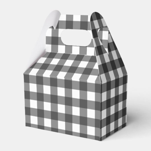 Black and White Vichy Print Gingham Patroon Bedankdoosjes (Achterkant)