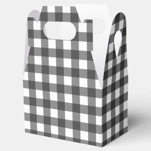 Black and White Vichy Print Gingham Patroon Bedankdoosjes (Geopend)