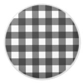 Black and White Vichy Print Gingham Patroon Keramische Knop (Voorkant)